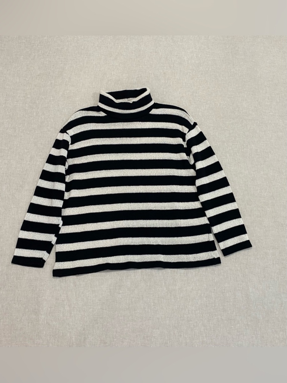 Zara Knitted Turtleneck Sweater Horizontal Stripes Sz S Black/White